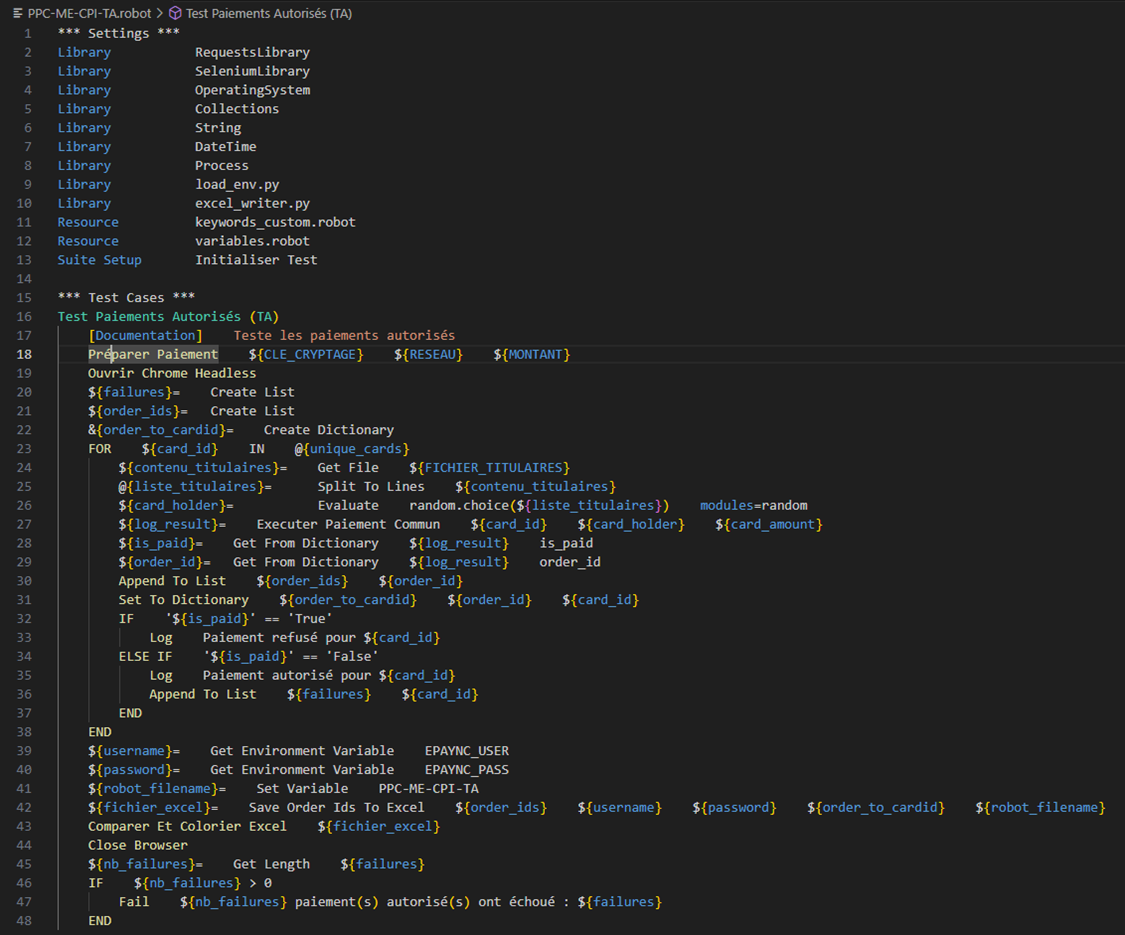 Extrait Robot Framework