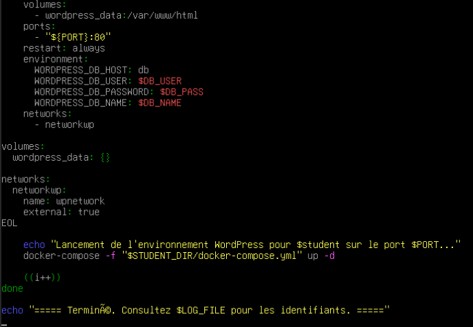Script d’installation WordPress